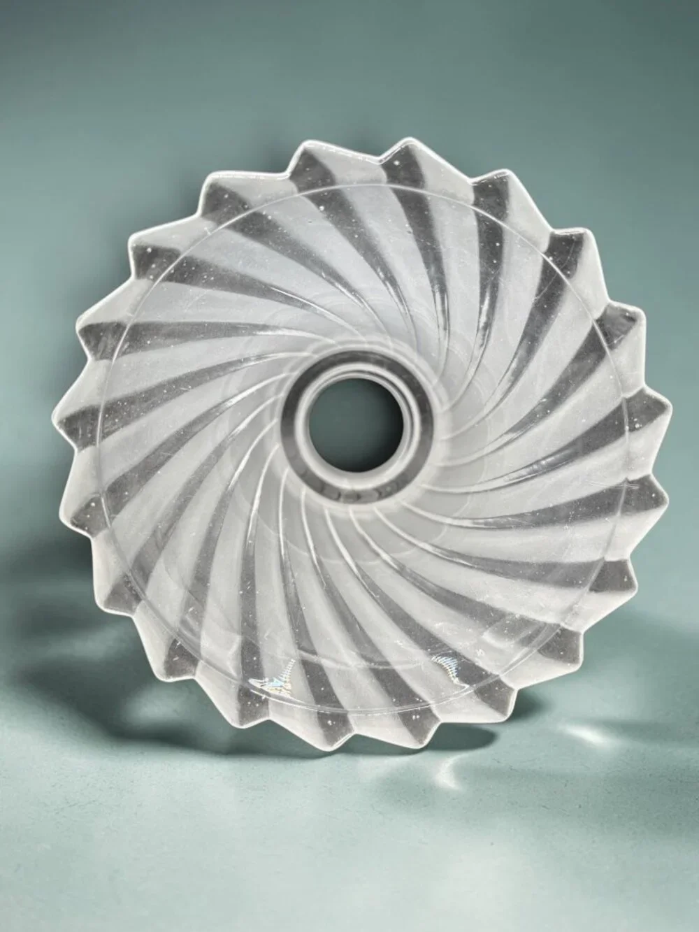 Vintage Frosted Glass Lamp Shade With Swirl Design And Flared Edges Art Deco Sty